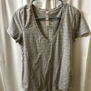Lululemon Striped Grey V-neck Top